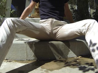 Khakis Turn See-through with Piss and Cum