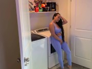 Preview 2 of BIG TIT MILF GETS HORNY WHILE DOING THE LAUNDRY & FUCKS HER WASHING MACHINE