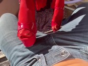 Preview 3 of He fuck with Waifubaobei luxury red lingerie... sex on garden - H amateur couple