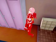 Preview 4 of Zero Two in exoskeleton caresses her pussy, shakes and cums | womens locker room [3d hentai]