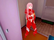 Preview 6 of Zero Two in exoskeleton caresses her pussy, shakes and cums | womens locker room [3d hentai]