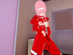 Zero Two в экзоскелете ласкает свою киску трясётся и кончает | женсая раздевалка [3d hentai]