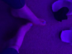 Blue nail polished toes 