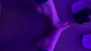 Blue nail polished toes 