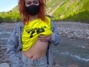 Preview 2 of Passionate sucking and sex in nature with a redhead girl - creampie