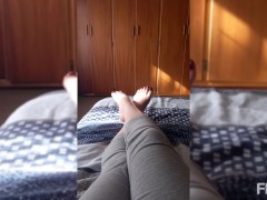 Playing with my feet on the Bed