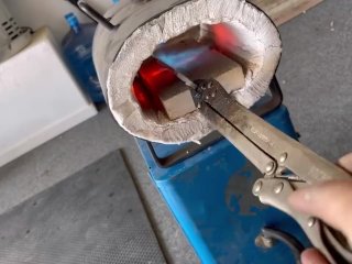 Cute Boy Grinds Hot Steel Into Blade