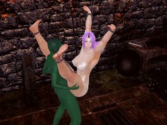 Goblin fuck tied up ogre Shion in BDSM cave hentai