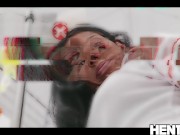 Preview 1 of Real Life Hentai - Two nurses fuck huge dildos and explode cum on face - Canela Skin