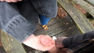 A Friend Gets Me To Cum In The Park