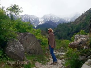 Pee desperation on the trekking trail when group of hikers have gone ahead, but someone might catch