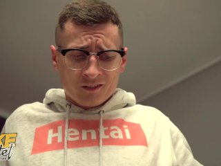 Fake Hostel Short Italian teen in love with Hentai loving geek gets into a  threesome screenshot number 2