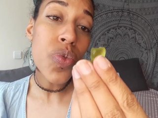 huge mouth, giantess vore, gummy vore, solo female