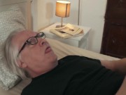 Preview 5 of Blonde takes stepgrandpa facial after she gets fucked harcore