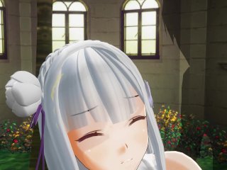 3D HENTAI_Emiria Re:Zero threw her_leg and fucked