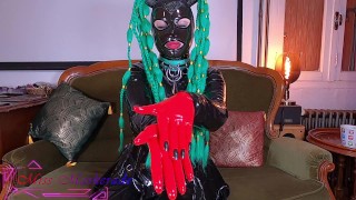 Miss Maskerade Displays Her Collection Of Latex Gloves In A Ruibberdoll Enclosed Catsuit With Asmr Sound