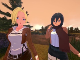 MIKASA AND ANNIE FOURSOME - ATTACK ON TITAN PORN (Shingeki no Kyojin)