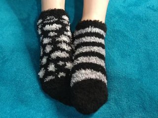 Fuzzy ankle sock tease
