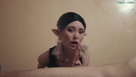 Elf girl sucks human cock for glory