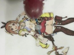 萌え声な男の娘が、無駄打ち射精した白い精液でアニメイラストの女の子を妊娠させようとする動画
