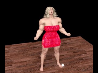 buff babe, muscle growth, muscle girl, 60fps