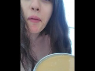 Naked Nudist Crazy White Girl Onlyfans Only FANS ManyVids Cam Slut Drinks Morning Coffee Lunatic