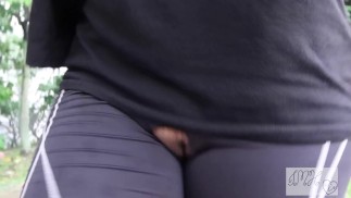Talking a Walk In My Crotchless Gym Short - Pussy Reveal