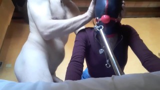 She Has To Suck A Big Dick While Tied To A Machine That Is Masked And Hooded