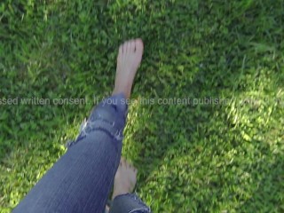 Walking Barefoot in Wet Grass  7am