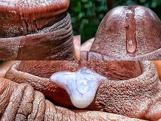 extreme close up, masturbation, horny guy, nature