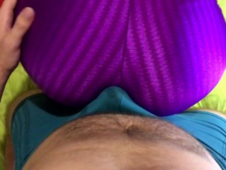Dry humping in_shiny leggings make him cum_in underwer
