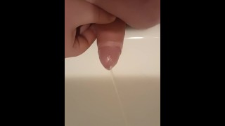 Chubby cum in bathroom sink