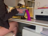 Milf Secretary Ep 2 - Squirting Dildo during ZOOM meeting with my Boss - Challenge