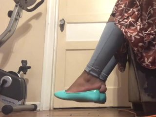 solo female, shoes, tease, ebony feet