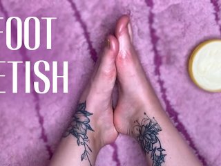 oil massage, solo girl, oiled feet, massage