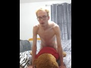 Preview 5 of Skinny lad rides the hell out of his teddy bear asmr