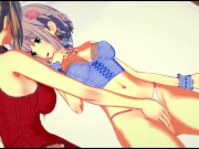 Preview 1 of Isuzu Sento and Muse lick each other's pussies on the bed - Amagi Brilliant Park Hentai.
