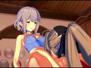 Preview 3 of Isuzu Sento and Muse lick each other's pussies on the bed - Amagi Brilliant Park Hentai.