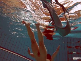 Big tits petite babe Deniska_swimming in the_pool