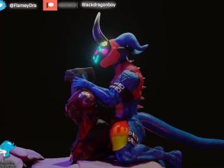 Flamedramon and Hybrid 2 Rock