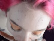 Preview 1 of Blowjob ASMR- Cute Pink Haired Teen Slobbers on Cock