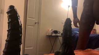 Mr. Hankey L Seahorse Dildo! Straight black man rides huge monster toy for 1st time!