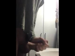 bathroom, big dick, almost caught, big load
