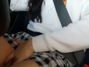 Preview 3 of College girl gets horny in the car and fist herself in the backseat