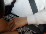 Preview 4 of College girl gets horny in the car and fist herself in the backseat