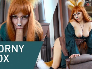 Horny Fox Sucks Huge Cock Eagerly! Cosplay, 4K!