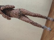 Preview 3 of Little Pony Sissy Wore Animal Suit of Leopard and Dancing Showing Her Sexy Body