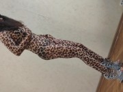 Preview 6 of Little Pony Sissy Wore Animal Suit of Leopard and Dancing Showing Her Sexy Body