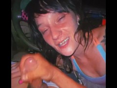 cum shot at end of skaterbabe sonic blossoms face from lil step brothers first reality car bj
