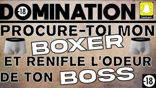 SNIFF THE ODOR OF THE COUILLES OF TON BOSS DOMINATION